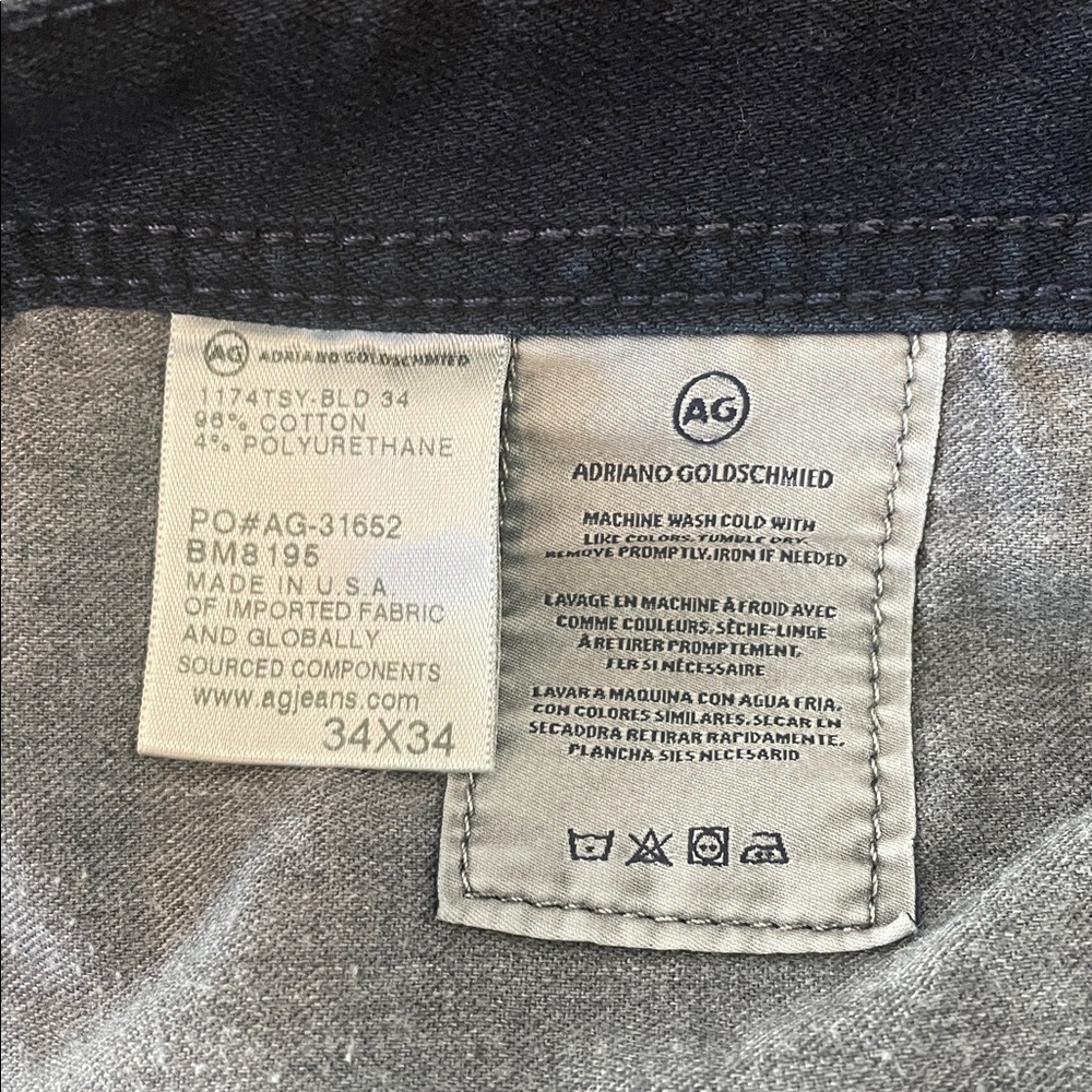 AG Mens Adriano Goldschmied “The Graduate” Tailored Leg Black Jeans. Size 34x34 - Picture 12 of 15
